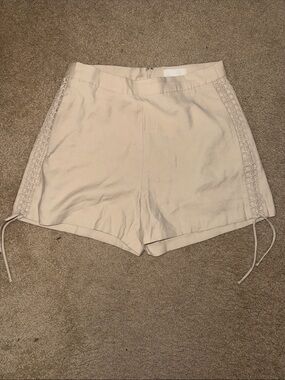 H&M Cream High-Waist Lace-Up Side Detail Shorts